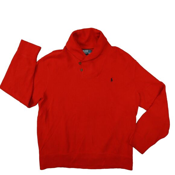 Polo Ralph Lauren Other - Polo Ralph Lauren Men's Red 1/4 Zip Button Up Mock Neck Pullover Sweater size XL